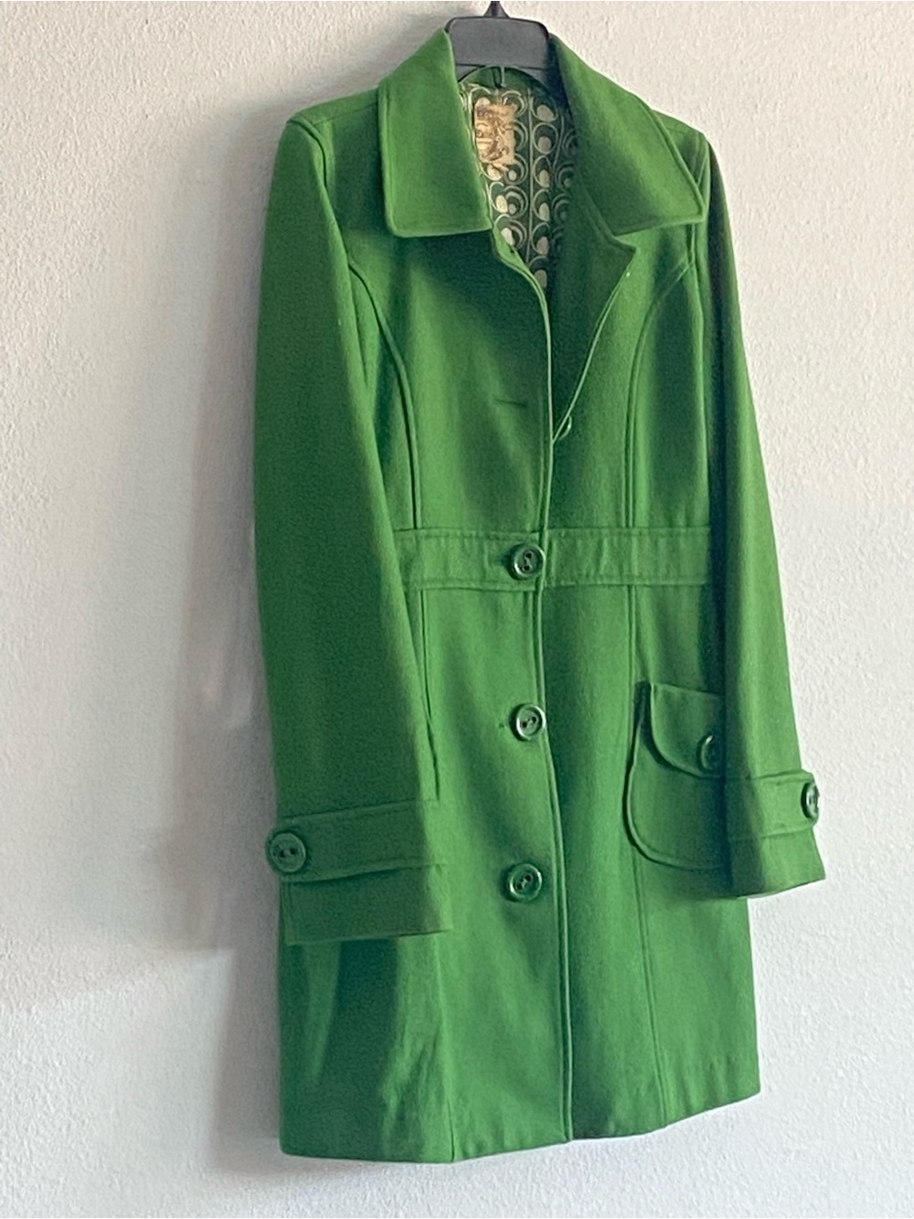 Tulle Bright Green Women's Trench Coat - Button-Front Single-Breasted